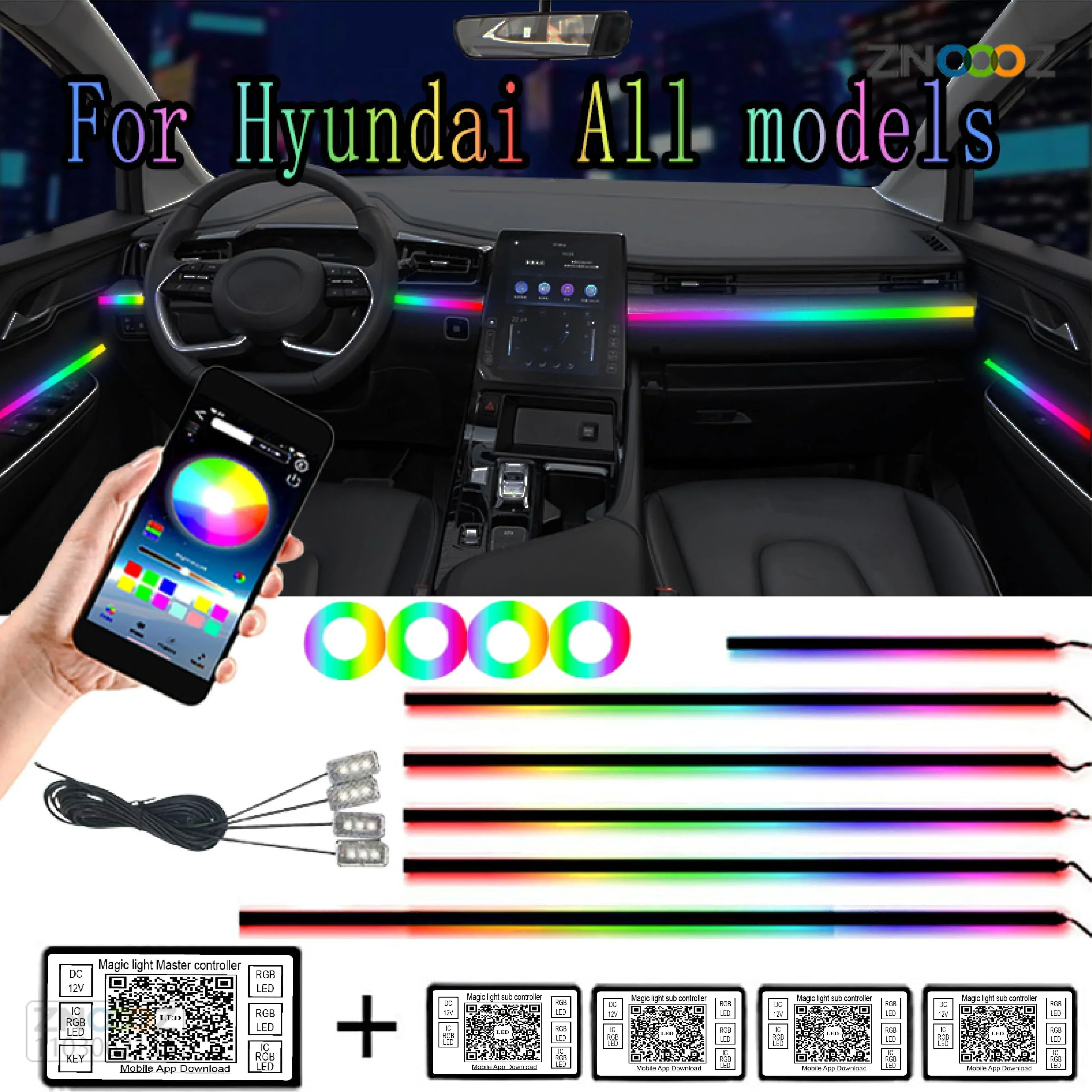 Для Hyundai 64 цвет симфония RGB Автомобильная фотография интерьер окружающей среды
Для Hyundai 64 цвет симфония RGB Автомобильная фотография интерьер окружающей среды