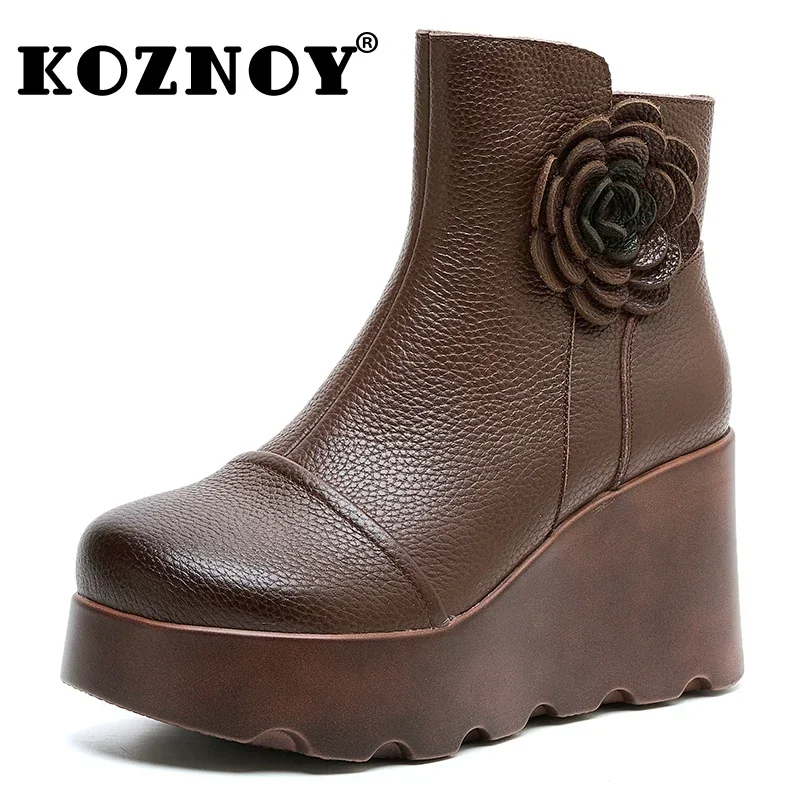 Koznoy 8cm Woman Genuine Leather Ankle Boots Motorcycle Ethnic Spring PUNK Winter Plush Platform Wedge Autumn Booties Shoes
Koznoy 8cm Woman Genuine Leather Ankle Boots Motorcycle Ethnic Spring PUNK Winter Plush Platform Wedge Autumn Booties Shoes