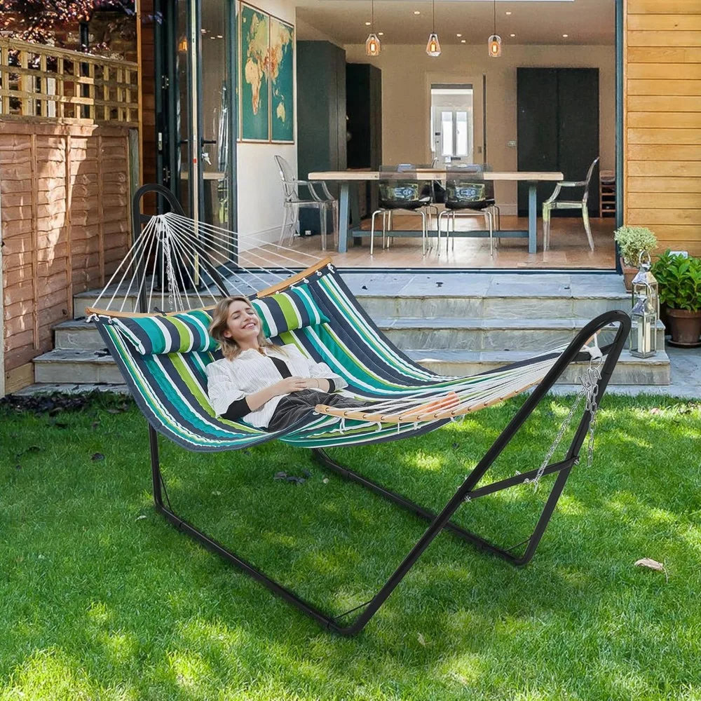 Hammock with Stand Set, Padded Hammock with Frame & Removable Pillow for 2-3 People Outdoor, Porch, Patio, Deck and Backyard
Hammock with Stand Set, Padded Hammock with Frame & Removable Pillow for 2-3 People Outdoor, Porch, Patio, Deck and Backyard