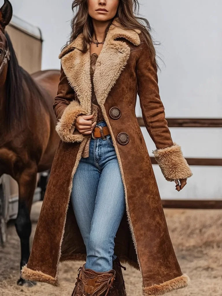 Retro Western Sle Women's Windbreaker Plu Coat Lamb Wool Casual Long Sve Faion Outerwear for Ladies
Retro Western Sle Women's Windbreaker Plu Coat Lamb Wool Casual Long Sve Faion Outerwear for Ladies