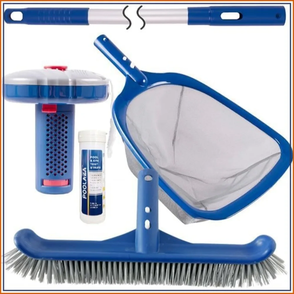 Pool Cleaning Kit for Above & Inground Pools, Brush, Skimmer Net, 57.5" Pole, Floater & Test Strips
Pool Cleaning Kit for Above & Inground Pools, Brush, Skimmer Net, 57.5" Pole, Floater & Test Strips
