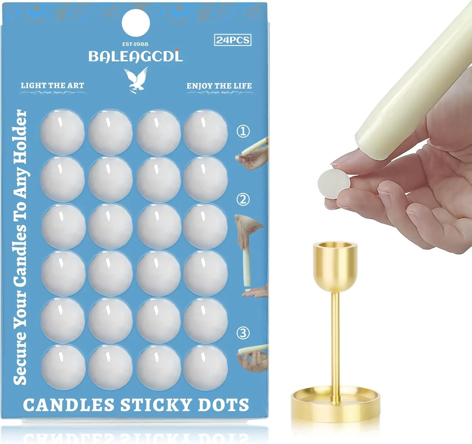 White Wax Candle Adhesive Dots - Secure Taper Candle Placement, Easy Clean for DIY Projects, Pack of 24
White Wax Candle Adhesive Dots - Secure Taper Candle Placement, Easy Clean for DIY Projects, Pack of 24