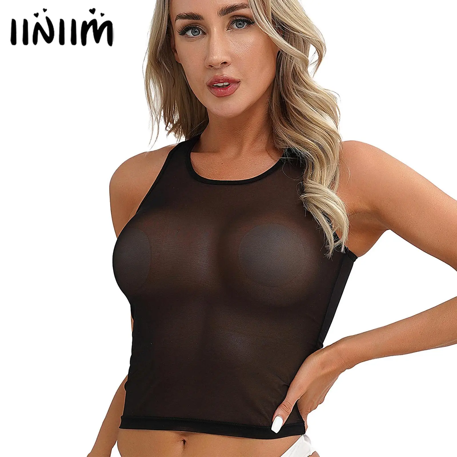 Womens Pool Party Vest Tops Lingerie Nightwear Female Cami See-Through Mesh Tank Top Solid Color U Neck Sleeveless T-shirt
Womens Pool Party Vest Tops Lingerie Nightwear Female Cami See-Through Mesh Tank Top Solid Color U Neck Sleeveless T-shirt