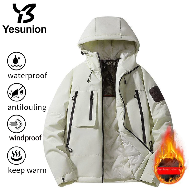 YESUNION новая зимняя куртка унисекс, уличная лыжная водонепроницаемая графеновая теплая парка с капюшоном, ветрозащитное водонепроницаемое пальто, верхняя одежда для пар 
YESUNION новая зимняя куртка унисекс, уличная лыжная водонепроницаемая графеновая теплая парка с капюшоном, ветрозащитное водонепроницаемое пальто, верхняя одежда для пар