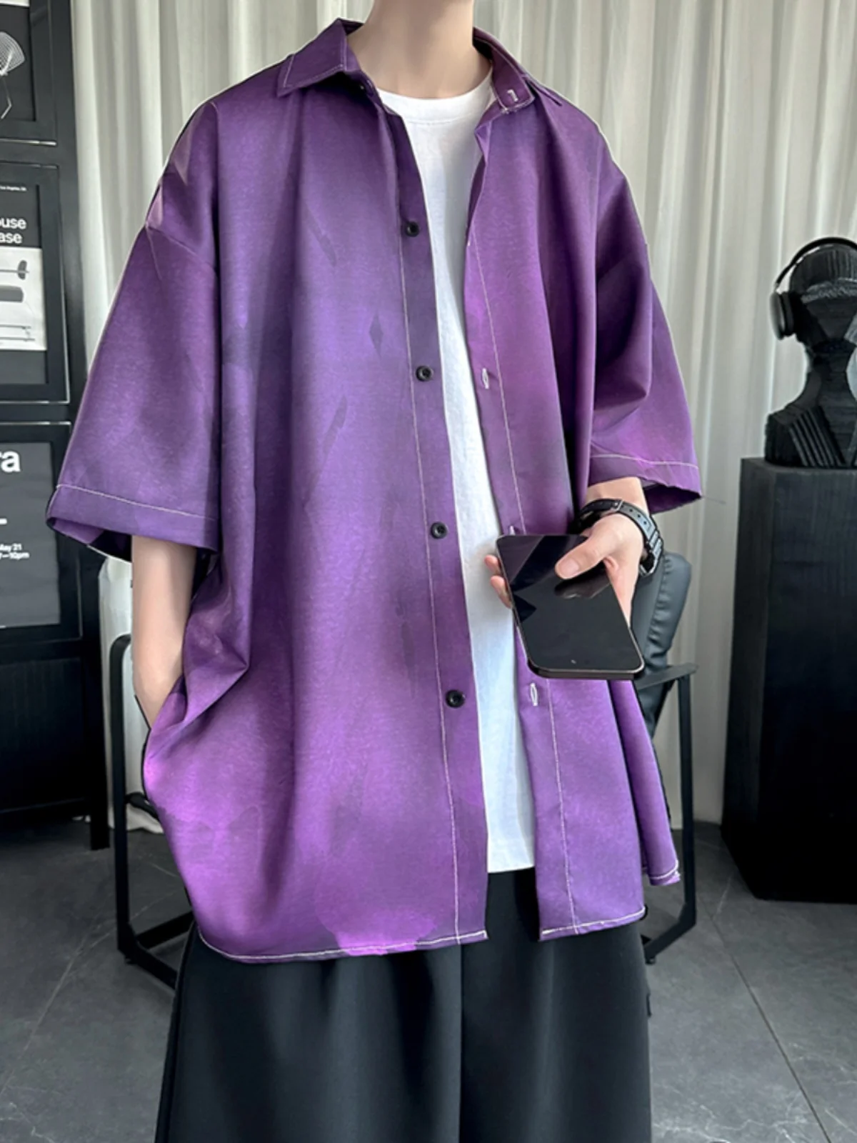 Purple Ice Silk ort Sve irt Men's Summer Thin Qui Dry Drapey Collar Top Premium Feel Seven Sve irt
Purple Ice Silk ort Sve irt Men's Summer Thin Qui Dry Drapey Collar Top Premium Feel Seven Sve irt