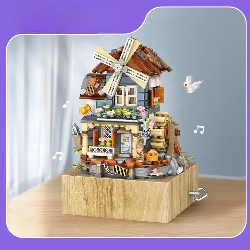 DIY windmill house music box splicing building block christmas gift valentine's day toy men and women cute
DIY windmill house music box splicing building block christmas gift valentine's day toy men and women cute