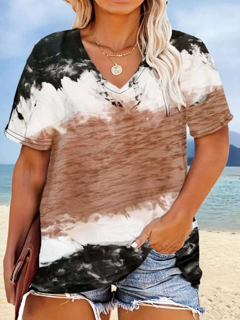 Plus Size Women Casual Loose Short Sleeve T-shirt V-neck Contrast Color Block Print Fashion Tee Tops
Plus Size Women Casual Loose Short Sleeve T-shirt V-neck Contrast Color Block Print Fashion Tee Tops