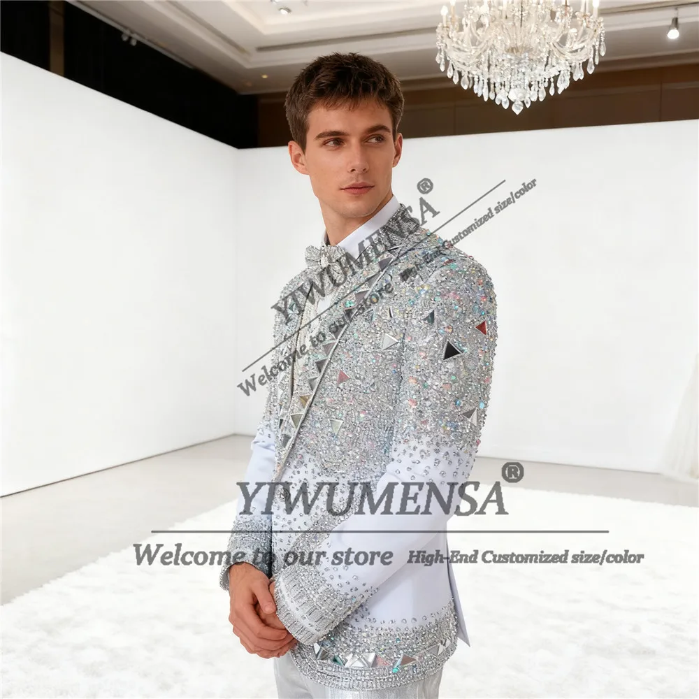Customized Beaded Stones Suit Men For Wedding 2 Pieces Sets Single Breasted Jacket Pants Groom Tuxedos Unique Design Outfits
Customized Beaded Stones Suit Men For Wedding 2 Pieces Sets Single Breasted Jacket Pants Groom Tuxedos Unique Design Outfits