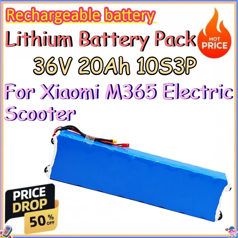36V 20Ah 10S3P Lithium Battery Pack for Xiaomi M365 Electric Scooter Replacement Rechargeable Lithium Battery Pack with BMS
36V 20Ah 10S3P Lithium Battery Pack for Xiaomi M365 Electric Scooter Replacement Rechargeable Lithium Battery Pack with BMS