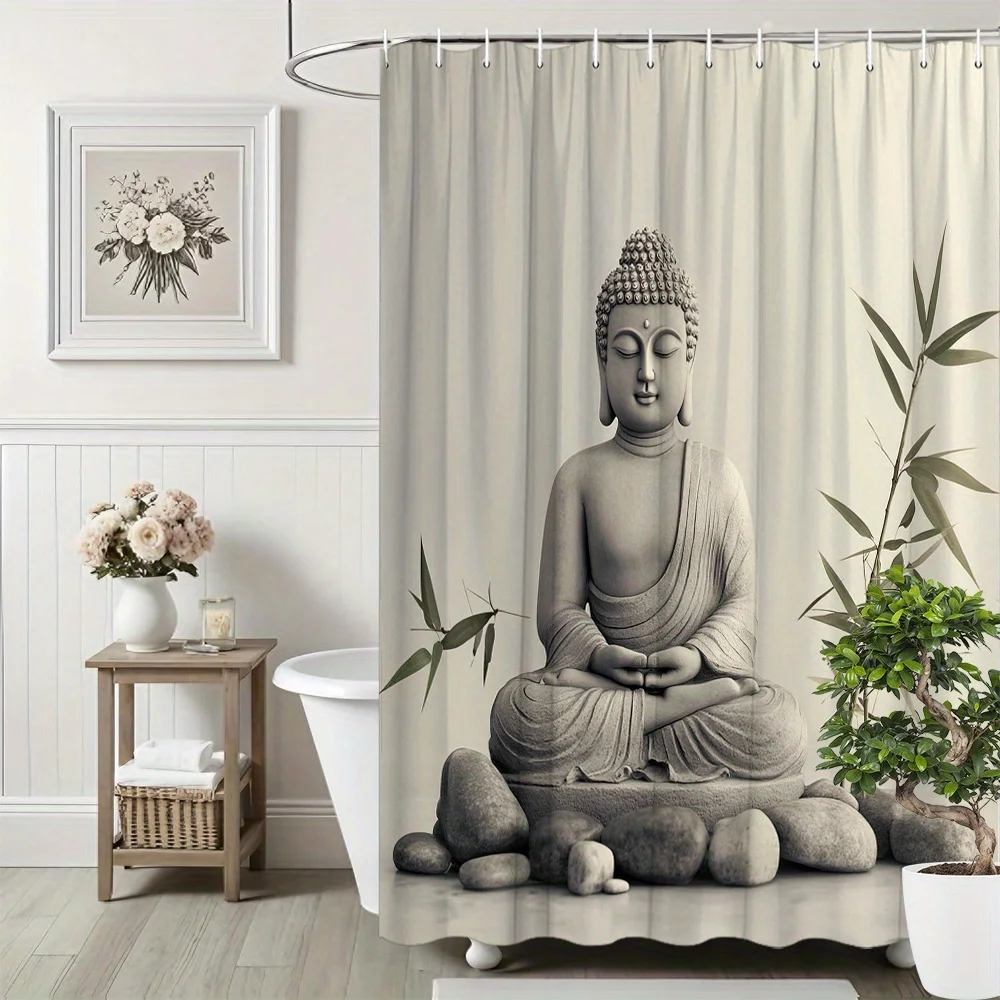 Zen Buddha Shower Curtain Meditating Statue and Stones Print Waterproof Polyester Bathroom Decor Bath Curtain Set
Zen Buddha Shower Curtain Meditating Statue and Stones Print Waterproof Polyester Bathroom Decor Bath Curtain Set