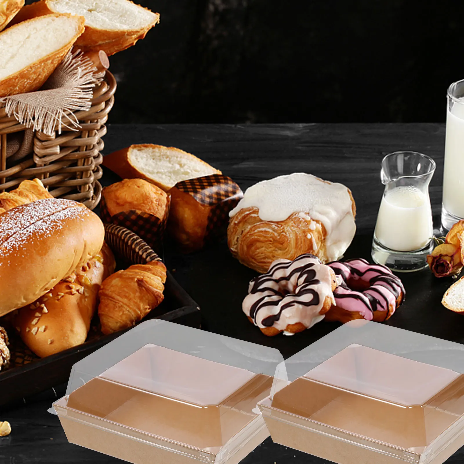 50 Pcs Bakery Boxes Dessert Containers Transparent Lid Food Plastic Kraft Paper Cake Slice Charcuterie Packaging
50 Pcs Bakery Boxes Dessert Containers Transparent Lid Food Plastic Kraft Paper Cake Slice Charcuterie Packaging