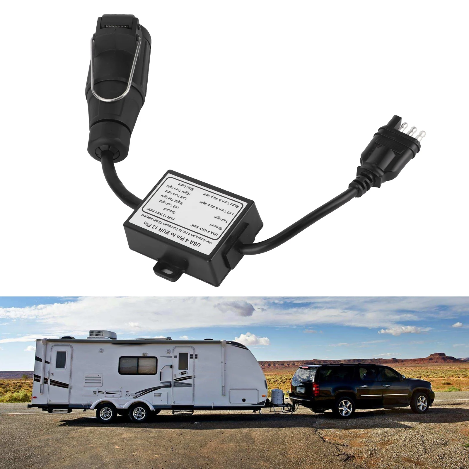 Разъем для прицепа США, 4-контактная плоская вилка для ЕС, 13-контактный портативный преобразователь схемы освещения прицепа, преобразователь освещения прицепа
Разъем для прицепа США, 4-контактная плоская вилка для ЕС, 13-контактный портативный преобразователь схемы освещения прицепа, преобразователь освещения прицепа