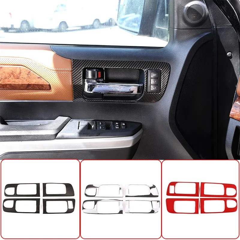 Модификация автомобиля для Toyota Tundra 2014-2021, внутренняя дверная ручка автомобиля, панель, рамка, декоративная наклейка, аксессуары для интерьера
Модификация автомобиля для Toyota Tundra 2014-2021, внутренняя дверная ручка автомобиля, панель, рамка, декоративная наклейка, аксессуары для интерьера