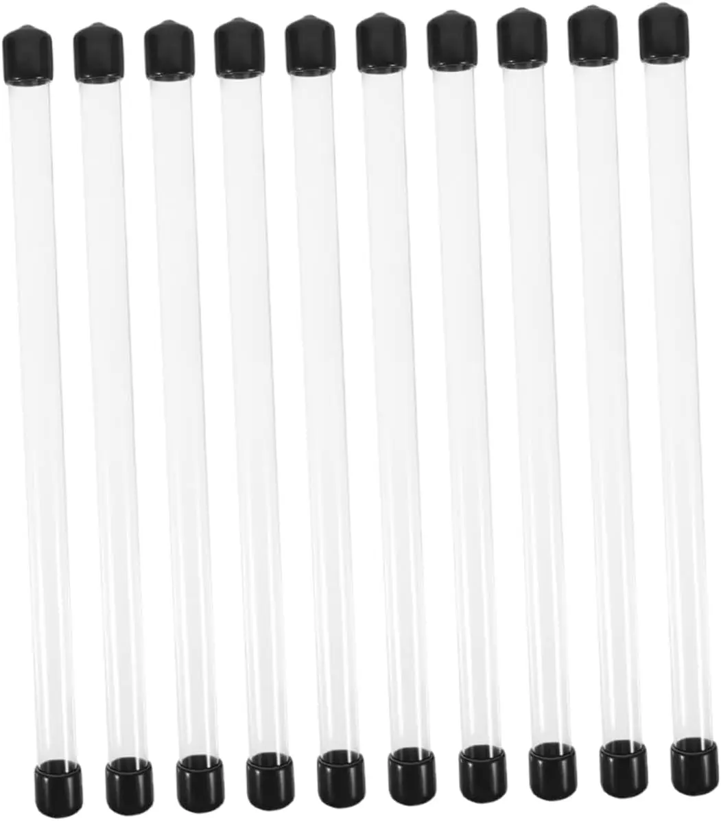 Clear Rigid Tube Round Plastic Tubing with Black Rubber Caps Polycarbonate Water Pipe,0.35"x0.4"/9mmx10mm,100set
Clear Rigid Tube Round Plastic Tubing with Black Rubber Caps Polycarbonate Water Pipe,0.35"x0.4"/9mmx10mm,100set