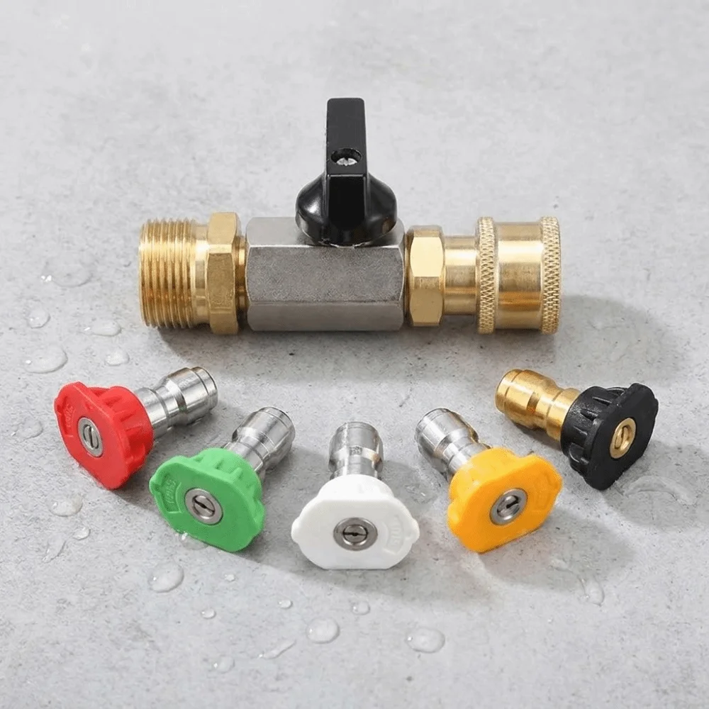 1/4" Quick Connector High Pressure Washer Ball Valve Kit Brass M22 14mm Power Washer Hose Switch 4500 PSI Heavy-Duty
1/4" Quick Connector High Pressure Washer Ball Valve Kit Brass M22 14mm Power Washer Hose Switch 4500 PSI Heavy-Duty