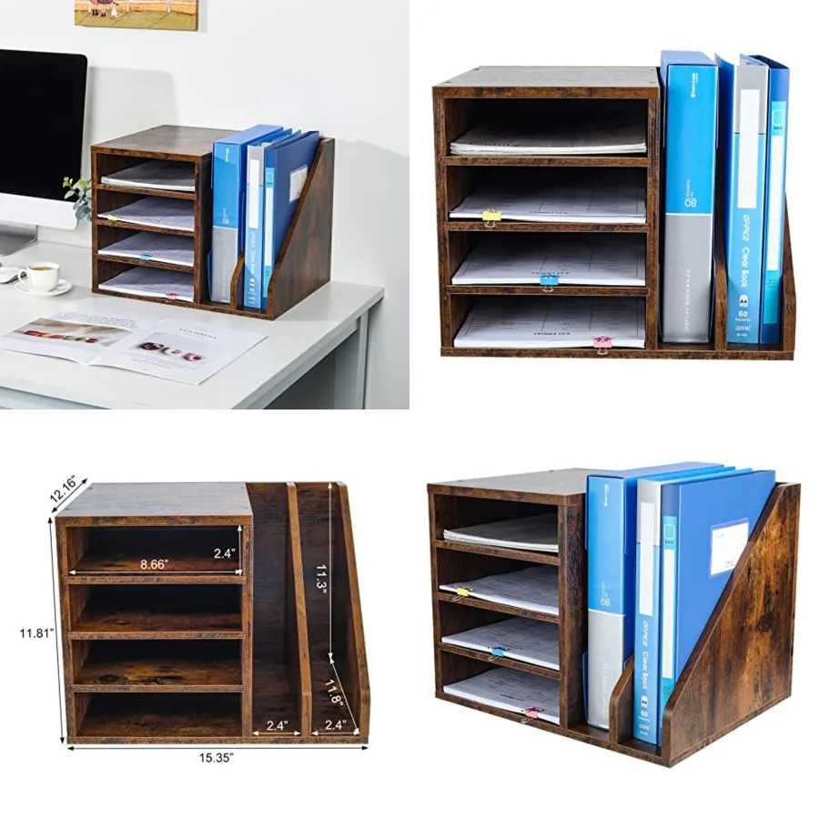 Wood Desktop File Holder Organizer Mail Sorter for File Folders, Mails, Envelopes, Mailing Supplies or Magazines
Wood Desktop File Holder Organizer Mail Sorter for File Folders, Mails, Envelopes, Mailing Supplies or Magazines