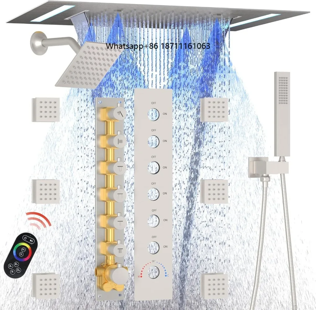 Luxury Ceiling Showerhead Thermostatic Bathroom Shower System Set
Luxury Ceiling Showerhead Thermostatic Bathroom Shower System Set