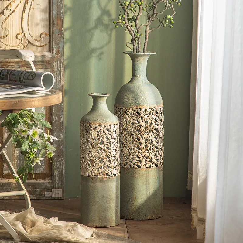 Art handmade old retro soft decoration, wabi-**** wrought iron vase, American dried flower arrangement home
Art handmade old retro soft decoration, wabi-**** wrought iron vase, American dried flower arrangement home