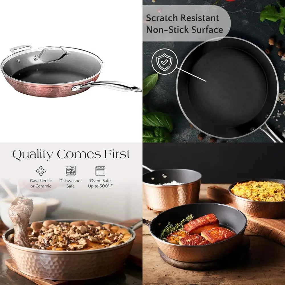 Ceramic Non-Stick 14 Inch Rose Gold Pan with Lid, Lightweight, Scratch-Resistant, Dishwasher and Oven Safe up to 500°F for Luxur
Ceramic Non-Stick 14 Inch Rose Gold Pan with Lid, Lightweight, Scratch-Resistant, Dishwasher and Oven Safe up to 500°F for Luxur