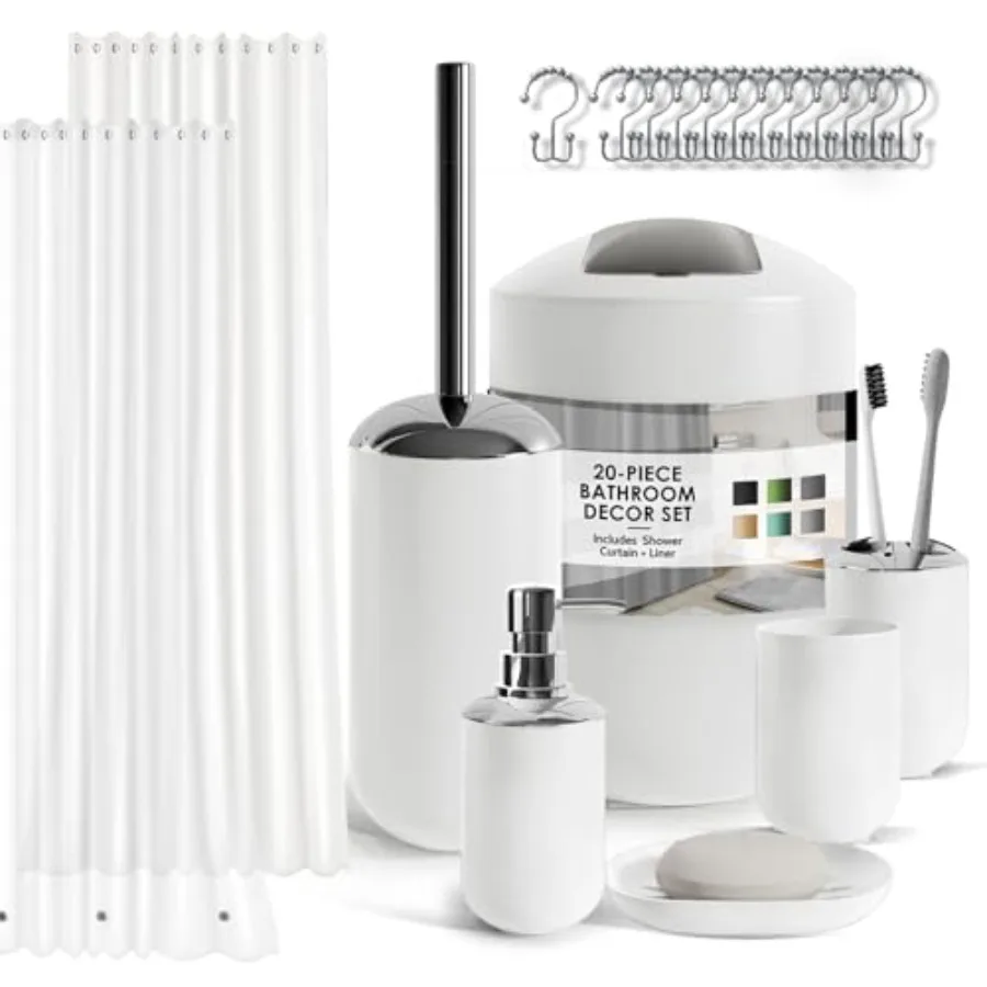 Bathroom Set - Bathroom Accessories Set 20PC Bathroom Accessory Set Shower Curtain Set with Liner Toothbrush Holder Soap Dispen
Bathroom Set - Bathroom Accessories Set 20PC Bathroom Accessory Set Shower Curtain Set with Liner Toothbrush Holder Soap Dispen
