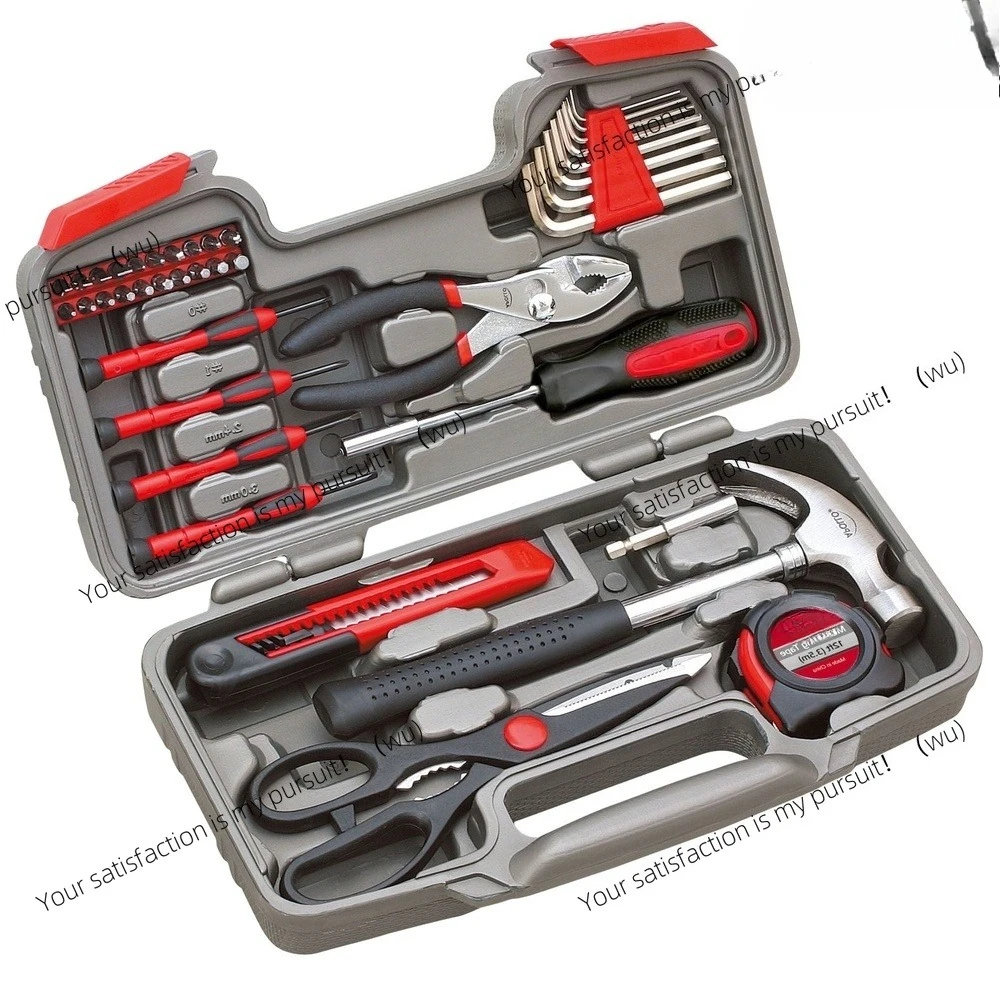 39 Piece DIY Tool Set Household Repair Kit with Hammer Pliers Screwdriver Bits Tape Measure Utility Knife Scissors Hex Keys
39 Piece DIY Tool Set Household Repair Kit with Hammer Pliers Screwdriver Bits Tape Measure Utility Knife Scissors Hex Keys
