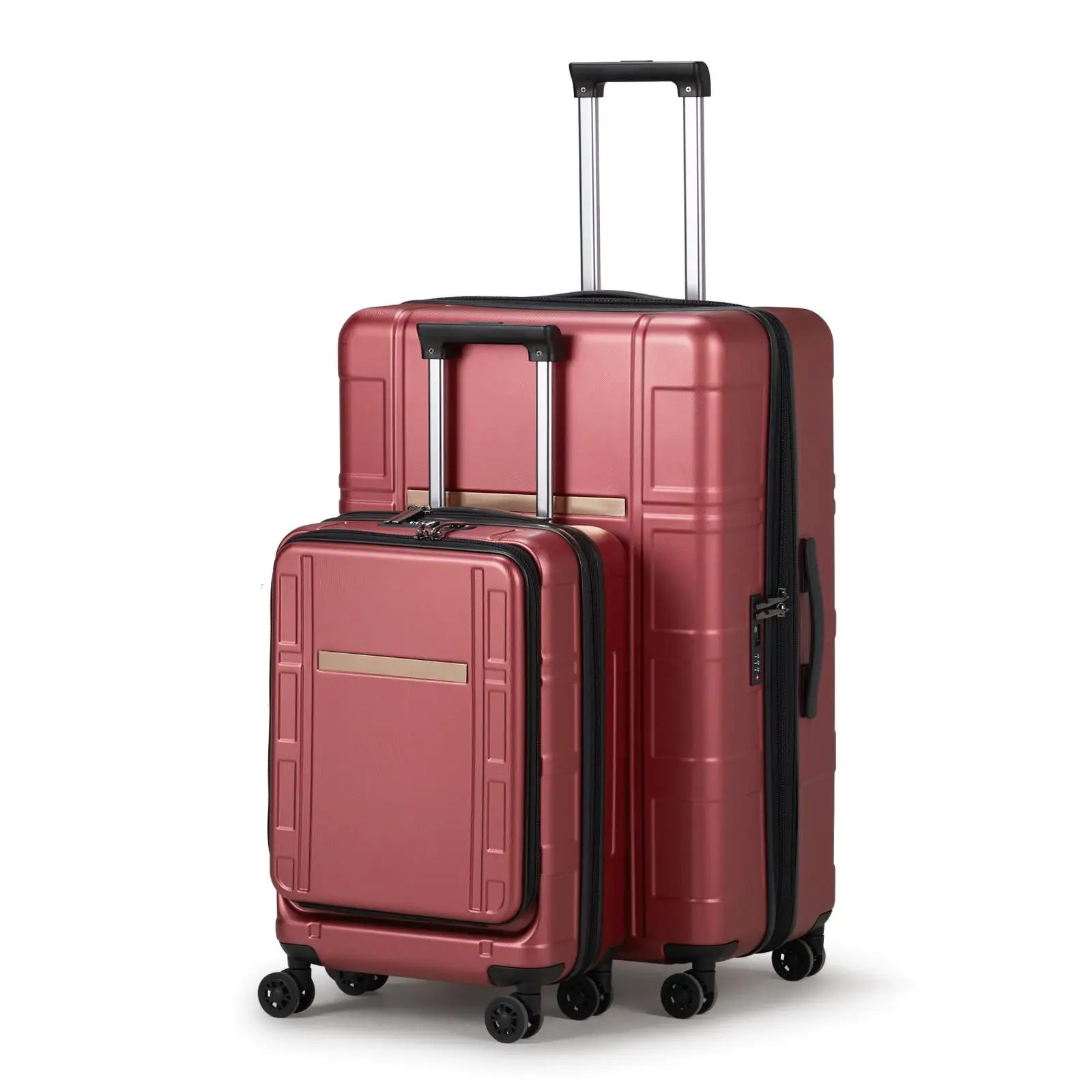 Expandable 2-Piece Luggage Set - Wine Red ABS+PC Spinner Trolley & Carry-On Bag with Pocket Compartment
Expandable 2-Piece Luggage Set - Wine Red ABS+PC Spinner Trolley & Carry-On Bag with Pocket Compartment