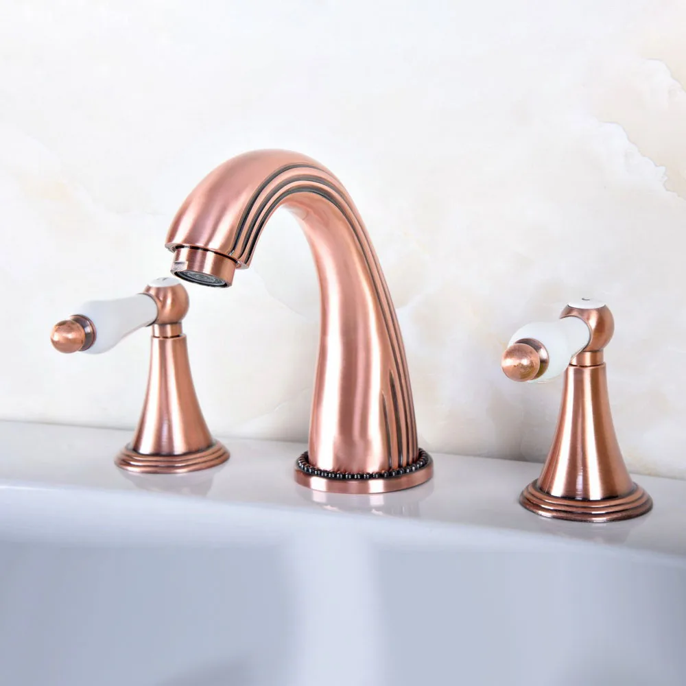 Antique Red Copper Deck Mounted Widespread Bathroom Basin Faucet Dual Handles 3 Holes Mixer Tap Lrg077
Antique Red Copper Deck Mounted Widespread Bathroom Basin Faucet Dual Handles 3 Holes Mixer Tap Lrg077