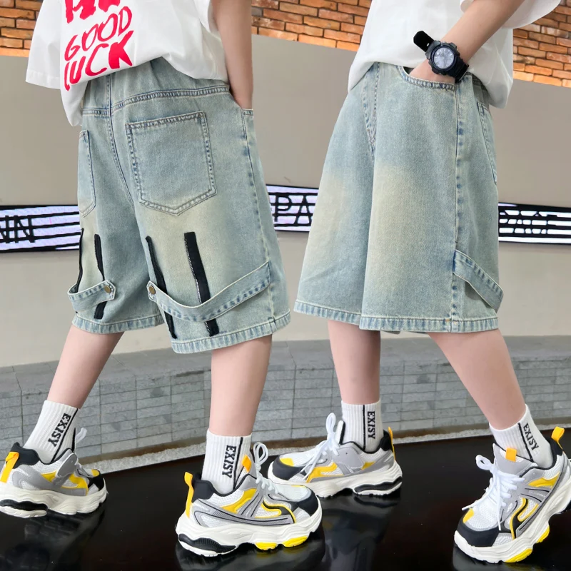 New 2025 Design Kids Child Fashion Summer Cargo Shorts with Pocket for Tweens Boy Loose Fit Light Blue Short Bottoms Jeans
New 2025 Design Kids Child Fashion Summer Cargo Shorts with Pocket for Tweens Boy Loose Fit Light Blue Short Bottoms Jeans