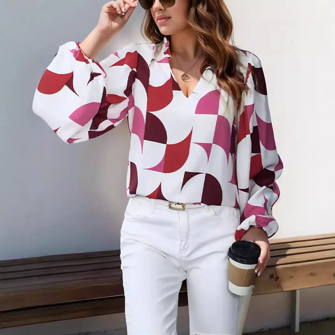 Print Blouses Women Office Lady V Neck Chic Tops Fashion 2025 New Spring Casual Geometry Pattern Long Sleeve Female Loose Shirts
Print Blouses Women Office Lady V Neck Chic Tops Fashion 2025 New Spring Casual Geometry Pattern Long Sleeve Female Loose Shirts