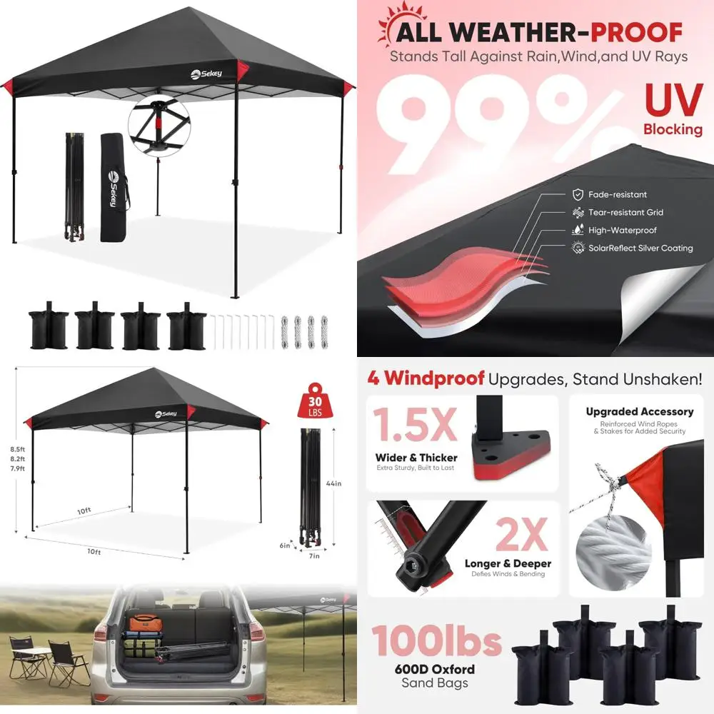 Instant 10x10 Pop-Up Canopy with One-Push Setup - 99% UV Protection for Outdoor Events and Parties
Instant 10x10 Pop-Up Canopy with One-Push Setup - 99% UV Protection for Outdoor Events and Parties