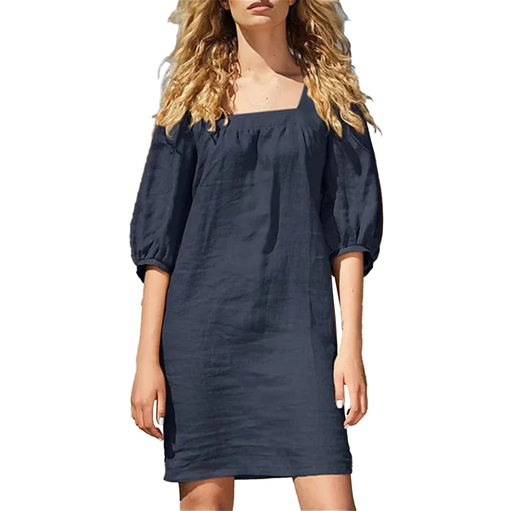 Female Women Dress Cotton Linen Dress Loose Dress Solid Color Square Neck Women Clothes Puff Sleeve Women Dress
Female Women Dress Cotton Linen Dress Loose Dress Solid Color Square Neck Women Clothes Puff Sleeve Women Dress