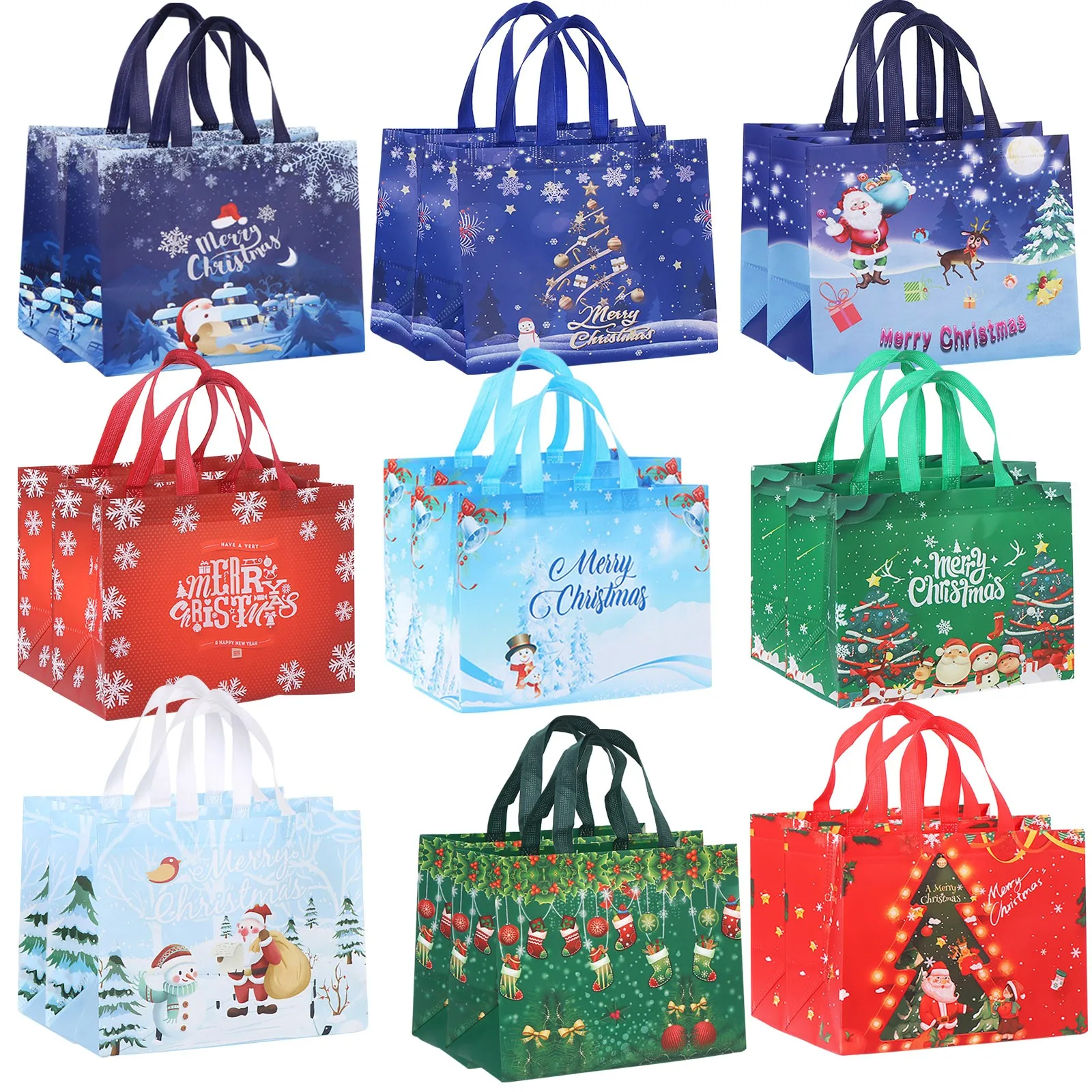 18Pcs Christmas Reusable Gift Bags Santa Snowman Non-wove Christmas Tote Bags Gifts Wrapping Shopping Xmas Party Decorations
18Pcs Christmas Reusable Gift Bags Santa Snowman Non-wove Christmas Tote Bags Gifts Wrapping Shopping Xmas Party Decorations