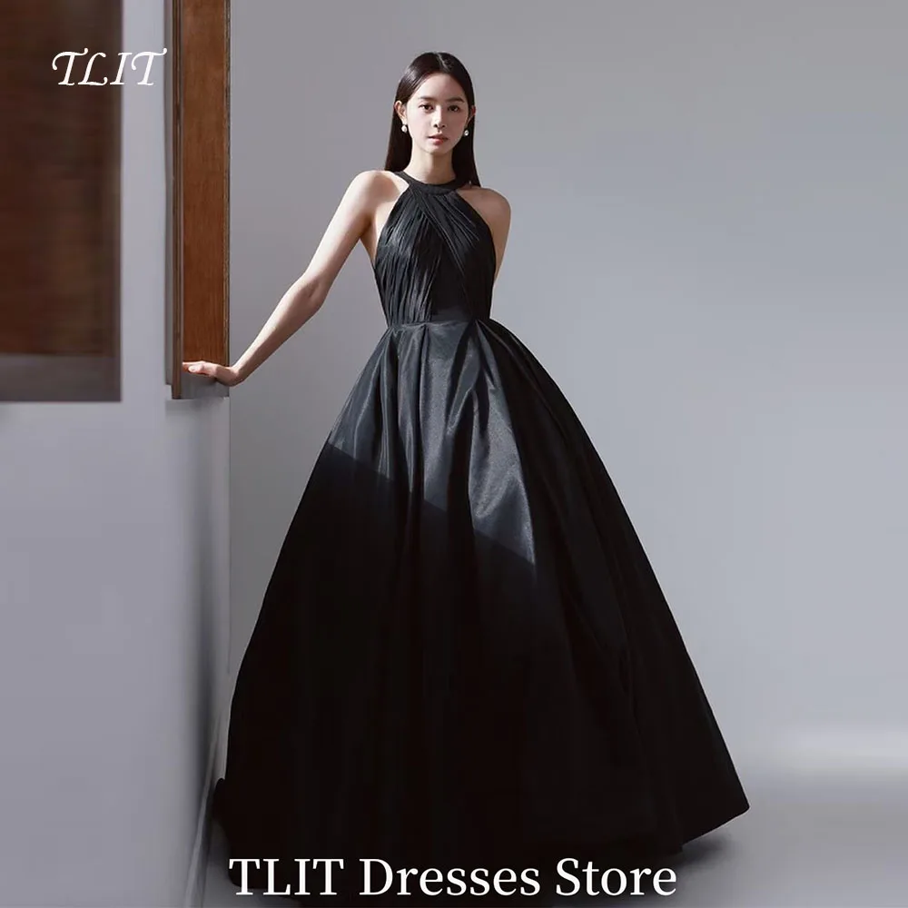 TLIT Simple Black OHalter Neck Evening Dresses 웨딩드레스 Taffeta Backless Sleeveless Customized Made A-Line Prom Gowns
TLIT Simple Black OHalter Neck Evening Dresses 웨딩드레스 Taffeta Backless Sleeveless Customized Made A-Line Prom Gowns