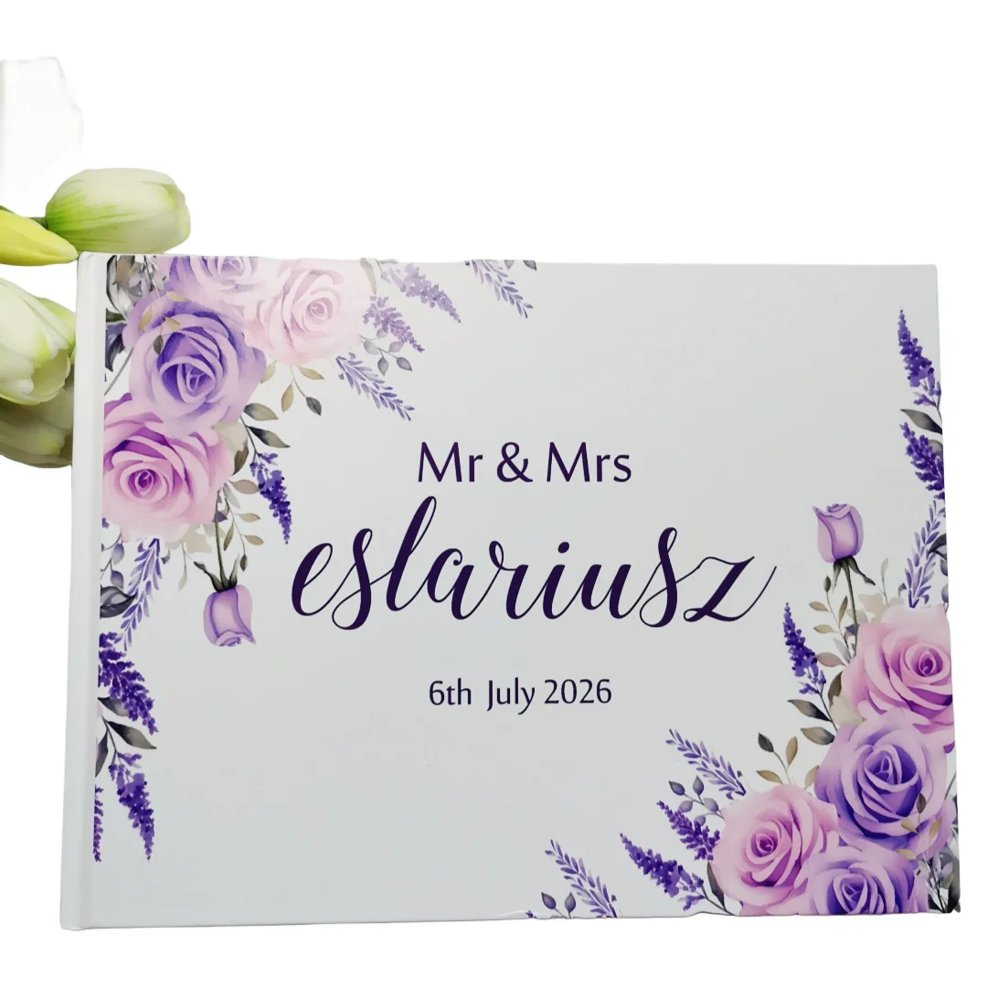 Free Shipping Personalized Purple Flowers Wedding Guest Book White 38 Sheets Alternative for Wedding Decoration A4 Message Book
Free Shipping Personalized Purple Flowers Wedding Guest Book White 38 Sheets Alternative for Wedding Decoration A4 Message Book