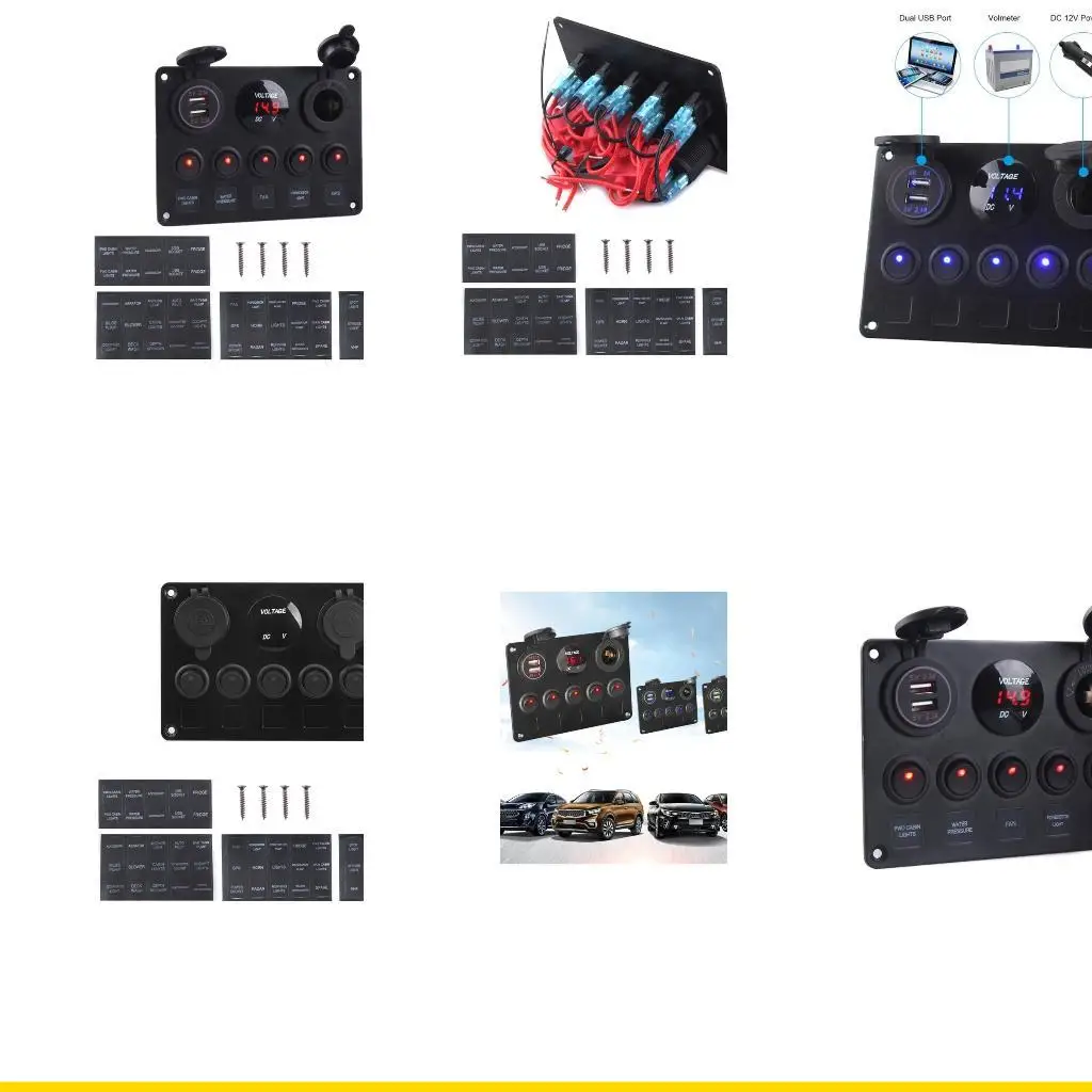 SZCH 12V 24V 5 Button LED Switch Panel Light Toggle USB Chargers Gauge For Car Marine
SZCH 12V 24V 5 Button LED Switch Panel Light Toggle USB Chargers Gauge For Car Marine
