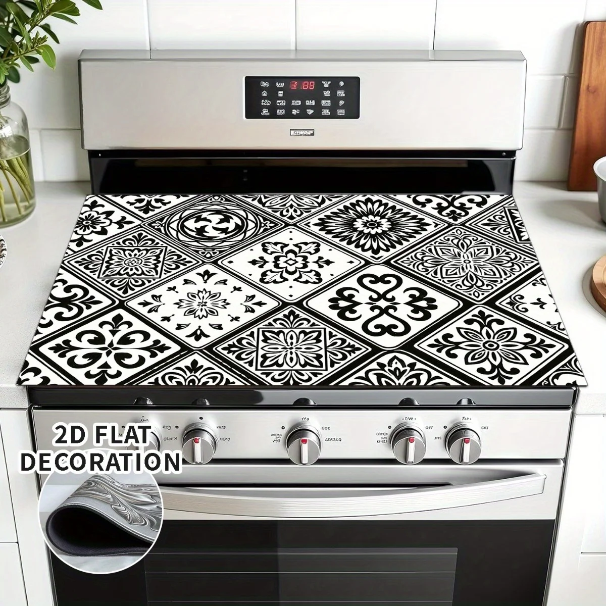 Modern Black & White Patterned Stove Cover - Heat-Resistant Non-Slip Mat for Glass Cooktop & Washer, Expands Countertop Space
Modern Black & White Patterned Stove Cover - Heat-Resistant Non-Slip Mat for Glass Cooktop & Washer, Expands Countertop Space