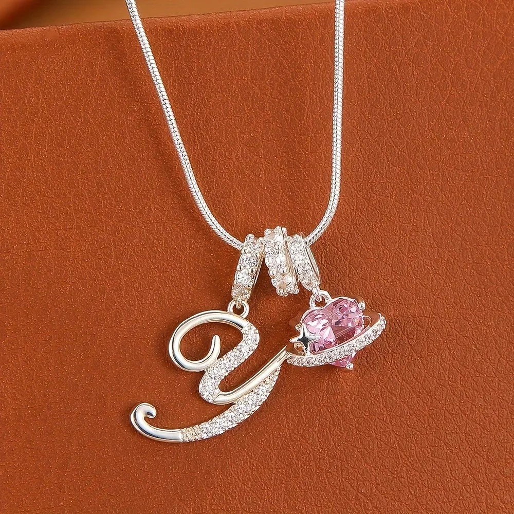 Women's Fashionable And Elegant Pink Heart-Shaped Letter A-Z Necklace, Clavicle Chain Made Of Copper, A Gift For Elegant And Successful Women To Give To Relatives And Friends On Their Birthday, Comes With Gift Box Packaging
Women's Fashionable And Elegant Pink Heart-Shaped Letter A-Z Necklace, Clavicle Chain Made Of Copper, A Gift For Elegant And Successful Women To Give To Relatives And Friends On Their Birthday, Comes With Gift Box Packaging