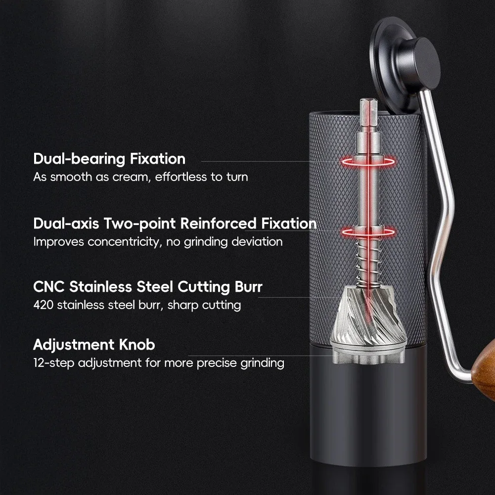 Professional Manual Coffee Bean Grinder CNC Stainless Steel Double Bearing Adjustable Burr Mill for Home Travel
Professional Manual Coffee Bean Grinder CNC Stainless Steel Double Bearing Adjustable Burr Mill for Home Travel