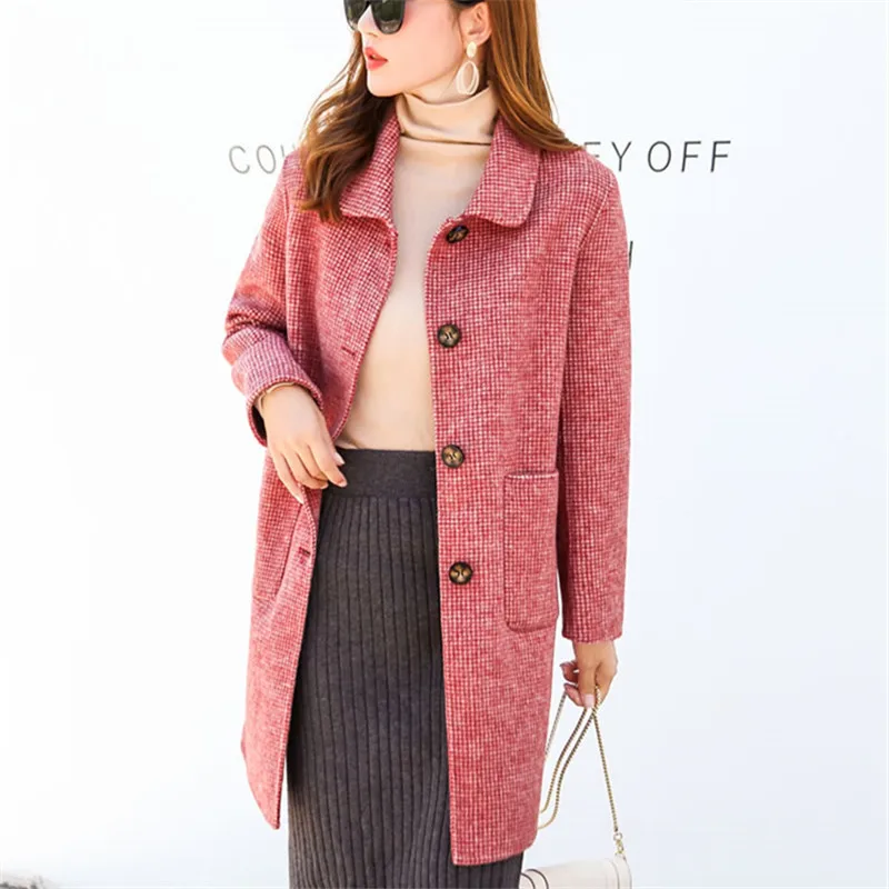 Autumn Winter Mid Long Double Sided Wool Jacket Women Loose Casual Outerwear Houndstooth Big Pocket Long Sleeve Wool Coat Female
Autumn Winter Mid Long Double Sided Wool Jacket Women Loose Casual Outerwear Houndstooth Big Pocket Long Sleeve Wool Coat Female