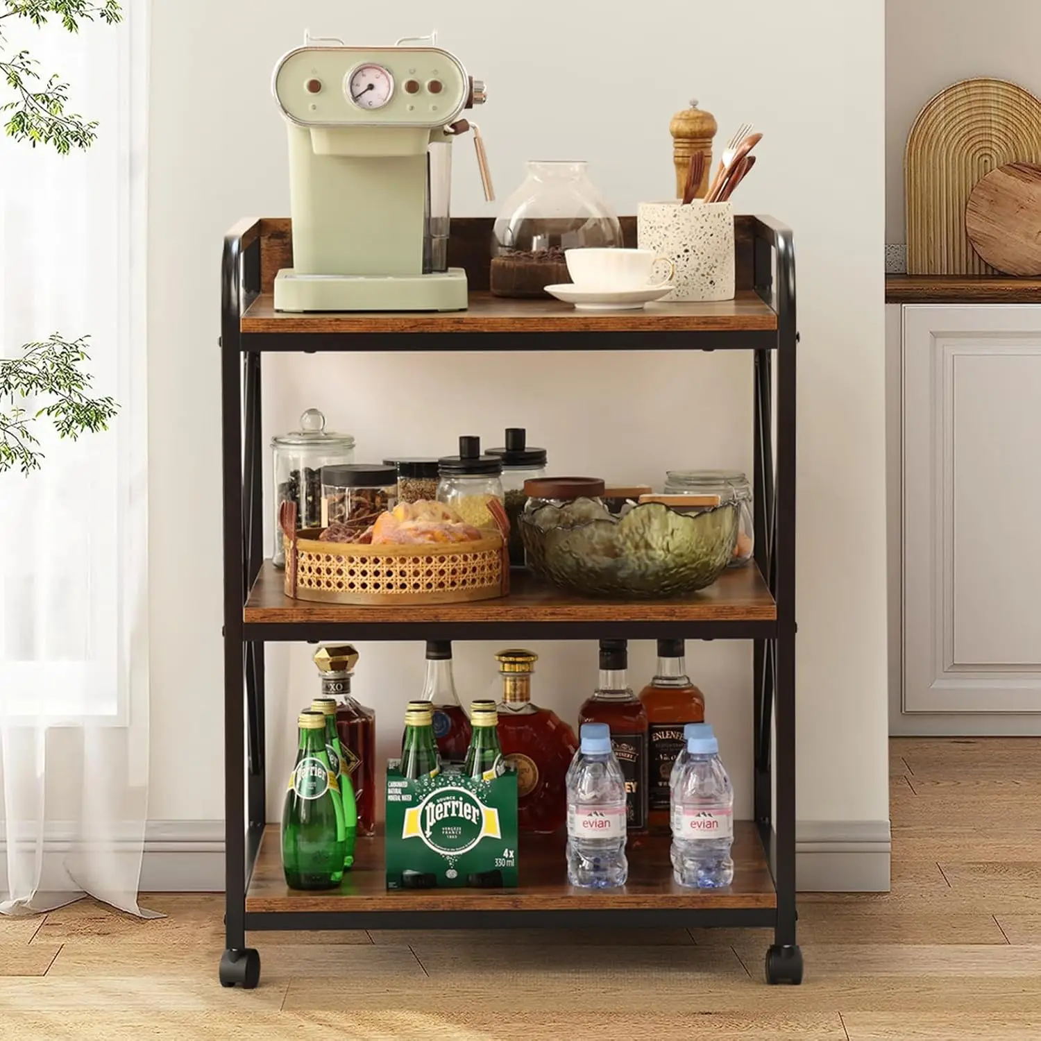 Rolling Kitchen Microwave Cart, 3 Tier Microwave Table Stand with Storage, Kitchen Utility Carts on Lockable Wheels, Small Coffe
Rolling Kitchen Microwave Cart, 3 Tier Microwave Table Stand with Storage, Kitchen Utility Carts on Lockable Wheels, Small Coffe