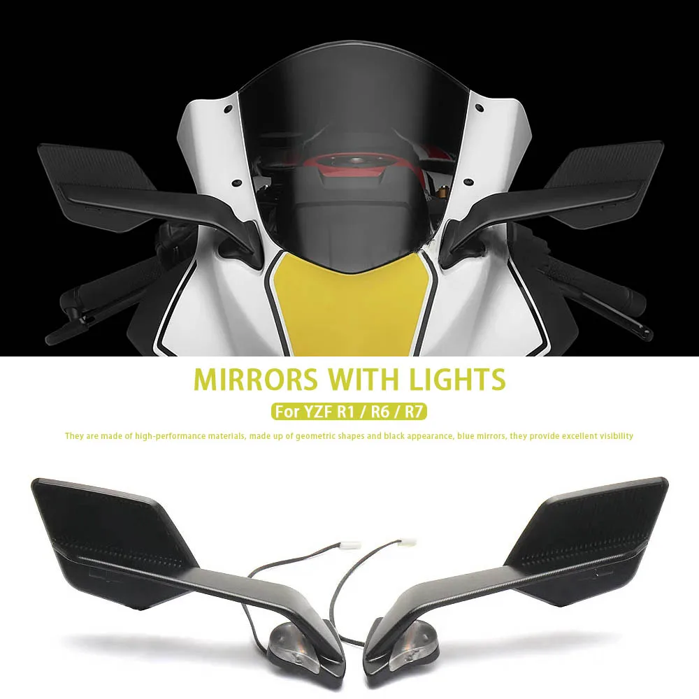 New Rearview Mirrors With Turn Signals LED Motorcycle Accessories For YAMAHA YZF R1 2015-2019 YZF R6 2017-2020 YZF R7 2021-2025
New Rearview Mirrors With Turn Signals LED Motorcycle Accessories For YAMAHA YZF R1 2015-2019 YZF R6 2017-2020 YZF R7 2021-2025