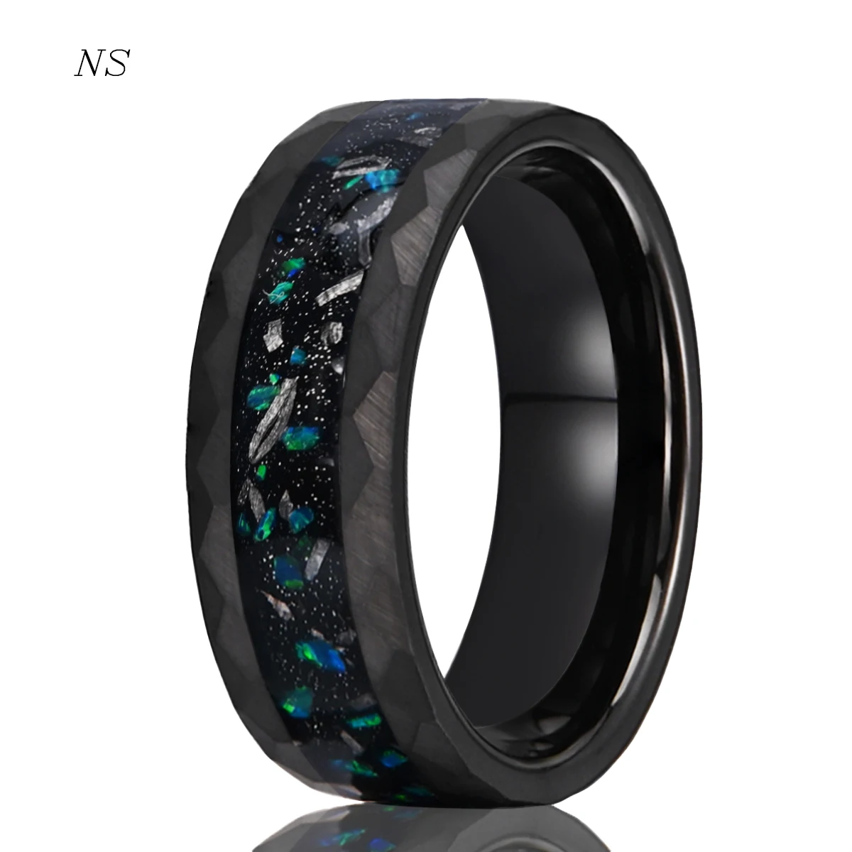 Black 8mm Fashion Tungsten Ring for Couples Wedding Men Women Hammered Green Opal Comfortable Wearing Party Jewelry Gifts
Black 8mm Fashion Tungsten Ring for Couples Wedding Men Women Hammered Green Opal Comfortable Wearing Party Jewelry Gifts
