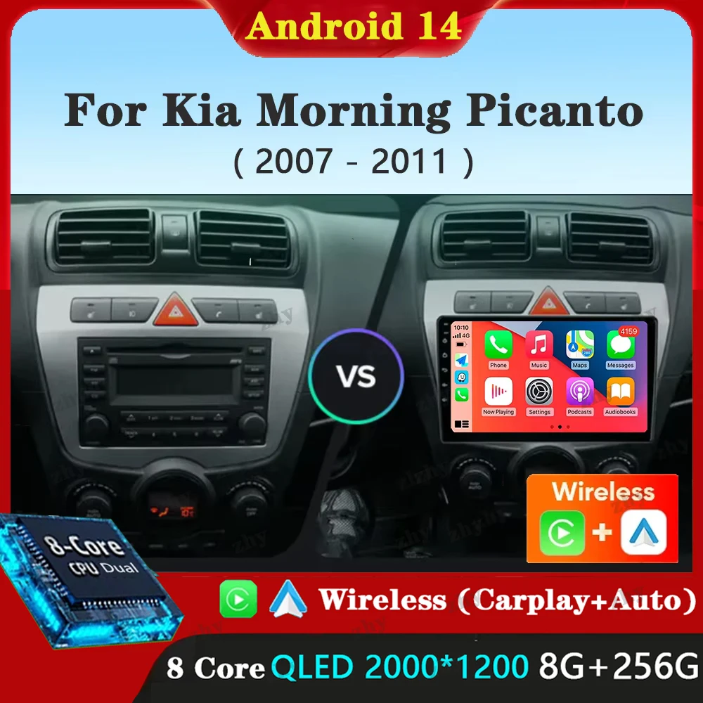 Android 14 For Kia Morning Picanto 2007 - 2011 2K QLED Android Car Radio Multimedia Video Player Stereo CarPlay 4G GPS Head Unit 
Android 14 For Kia Morning Picanto 2007 - 2011 2K QLED Android Car Radio Multimedia Video Player Stereo CarPlay 4G GPS Head Unit