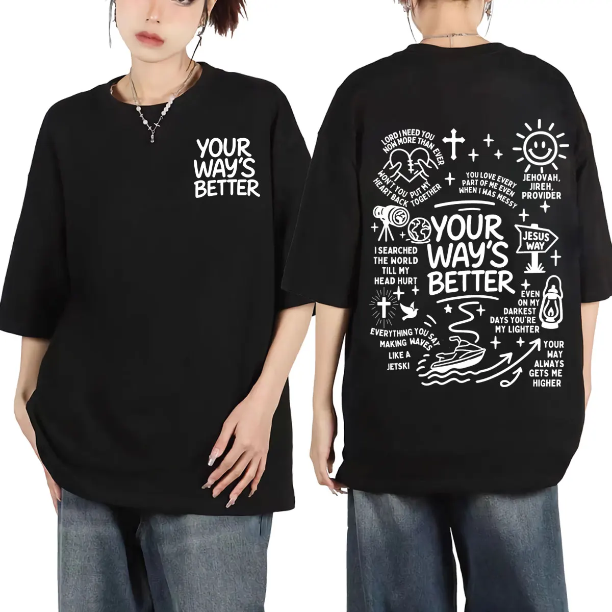 Christian Bible Verse Double Sided Print T-shirt High Quality Fashion Short Sleeve T-shirts Unisex Casual Loose Cotton T Shirts 
Christian Bible Verse Double Sided Print T-shirt High Quality Fashion Short Sleeve T-shirts Unisex Casual Loose Cotton T Shirts