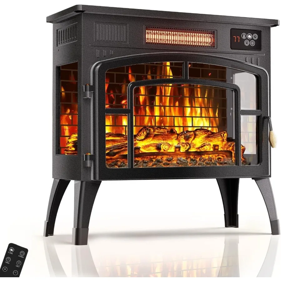 Freestanding Electric Fireplace Stove with Remote Control 1500W Infrared Fireplace Heater featuring 3D Flame Effect Built-in Th
Freestanding Electric Fireplace Stove with Remote Control 1500W Infrared Fireplace Heater featuring 3D Flame Effect Built-in Th