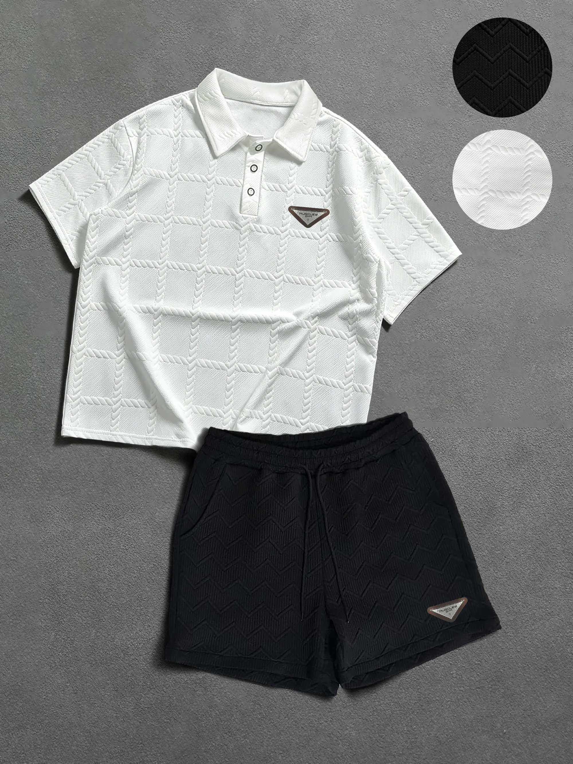 High-End Textured Jacquard Lapel Polo Set, Unisex Luxury Casual Two-Piece Matching Outfit
High-End Textured Jacquard Lapel Polo Set, Unisex Luxury Casual Two-Piece Matching Outfit