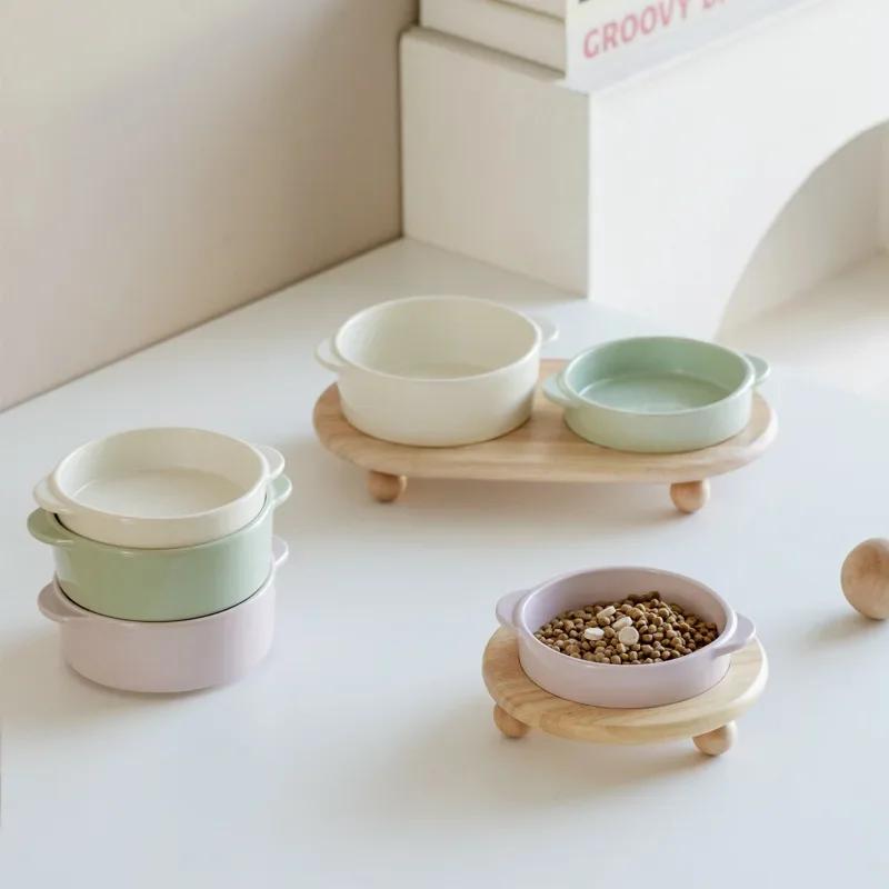 Cat Ceramic Bowl Pet Dining-table Small Height Adjustable Dogs Food Water Feeders Elevated Double Bowls Set with Wooden Stand
Cat Ceramic Bowl Pet Dining-table Small Height Adjustable Dogs Food Water Feeders Elevated Double Bowls Set with Wooden Stand