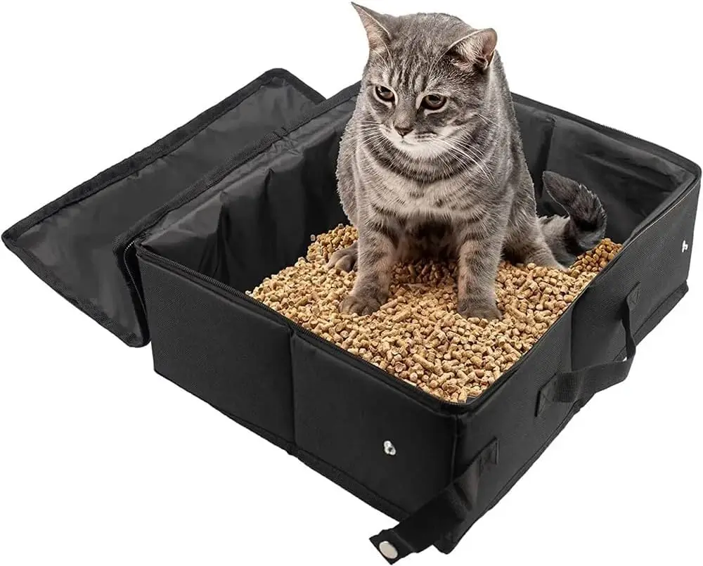 Portable Cat Travel Litter Box with Zipped Lid, Foldable Travel Litter Box, No Leakage, No Smell, Waterproof, Easy to Carry, Easy to Use in Hotels, Car
Portable Cat Travel Litter Box with Zipped Lid, Foldable Travel Litter Box, No Leakage, No Smell, Waterproof, Easy to Carry, Easy to Use in Hotels, Car