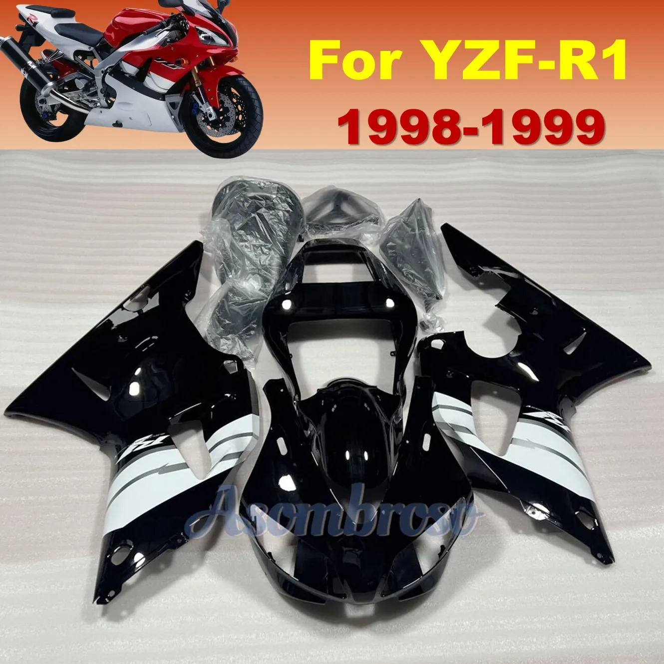 Custom Injection Fairings Kits For Yamaha YZFR1 YZF R1 1998 1999 YZF-R1 98 99 Black White Motorcycle Bodywork Set
Custom Injection Fairings Kits For Yamaha YZFR1 YZF R1 1998 1999 YZF-R1 98 99 Black White Motorcycle Bodywork Set
