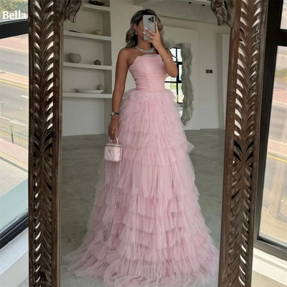 Bella Customized Tulle Strapless robes de soirée Mulitayer Floor-Length Evening Dresses Valentines Day Sleeveless Wedding Dress
Bella Customized Tulle Strapless robes de soirée Mulitayer Floor-Length Evening Dresses Valentines Day Sleeveless Wedding Dress